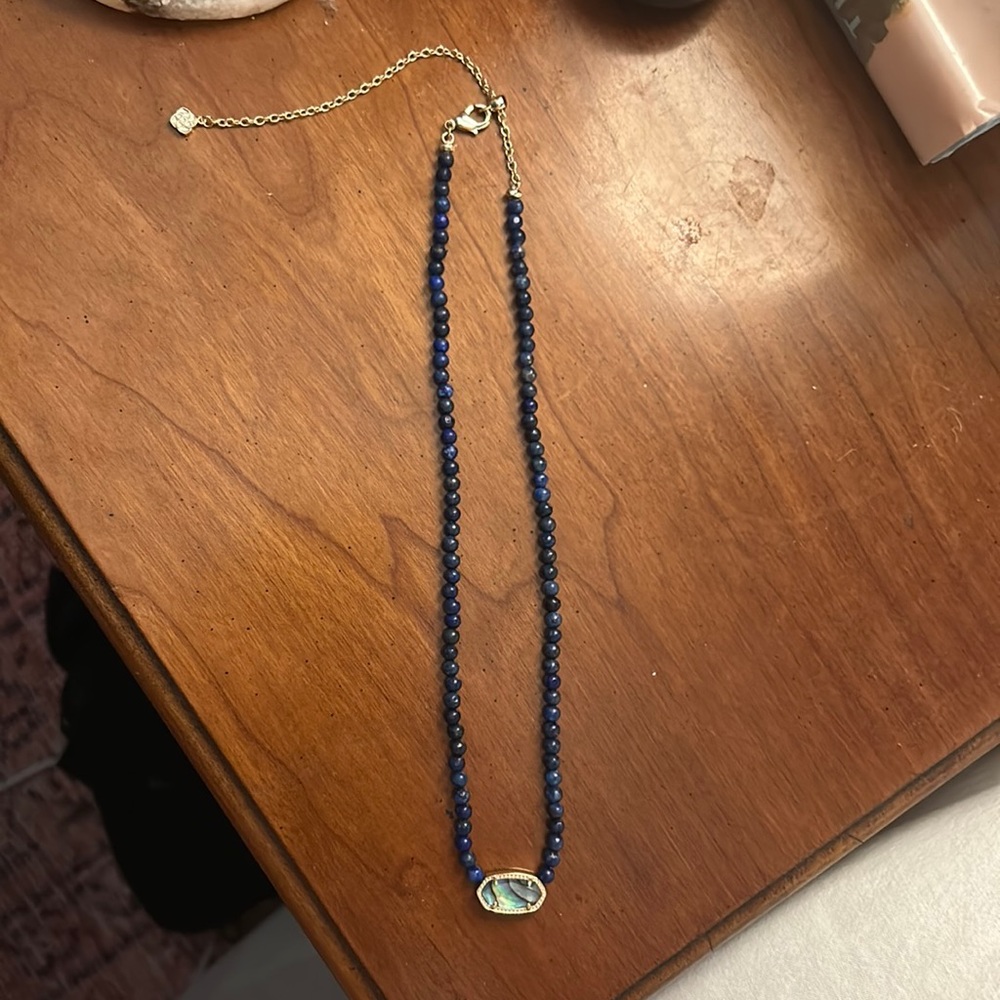 Kendra Scott beaded Elisa blue necklace with abalone natural stone.